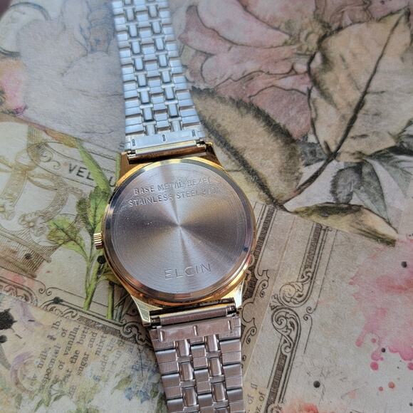 Vintage Watches Elgin Gold Tone Quartz Day Date Mens Dress Watch 1980s - Picture 3 of 10